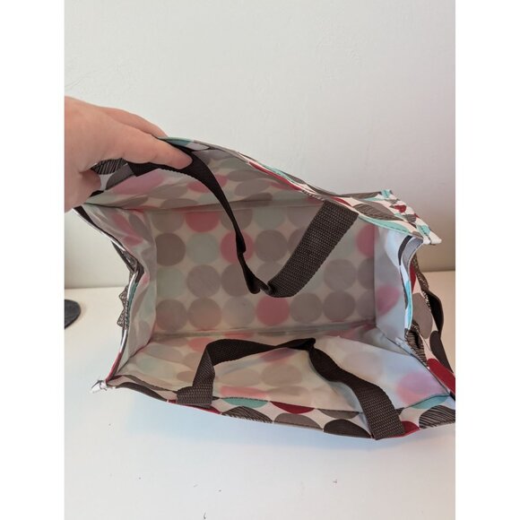 Thirty-One All in Organizer Colorful Polka Dot Tote Bag Dual Handles - Picture 5 of 6